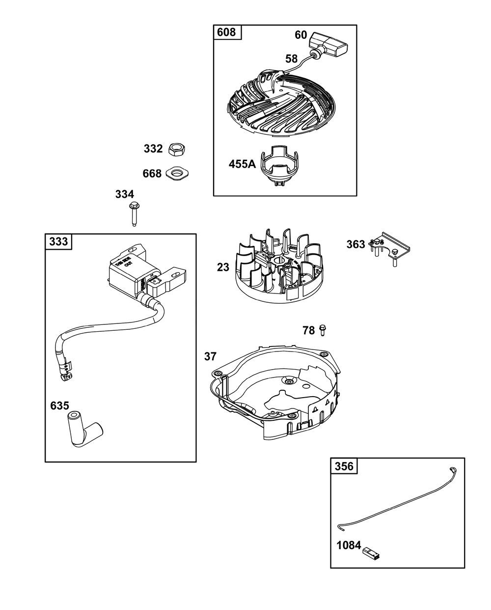 Flywheel, Ignition, And Starter Group Diagram and Parts List for 09P602-0075-H5 020000 - 09Z999 Briggs and Stratton Engine